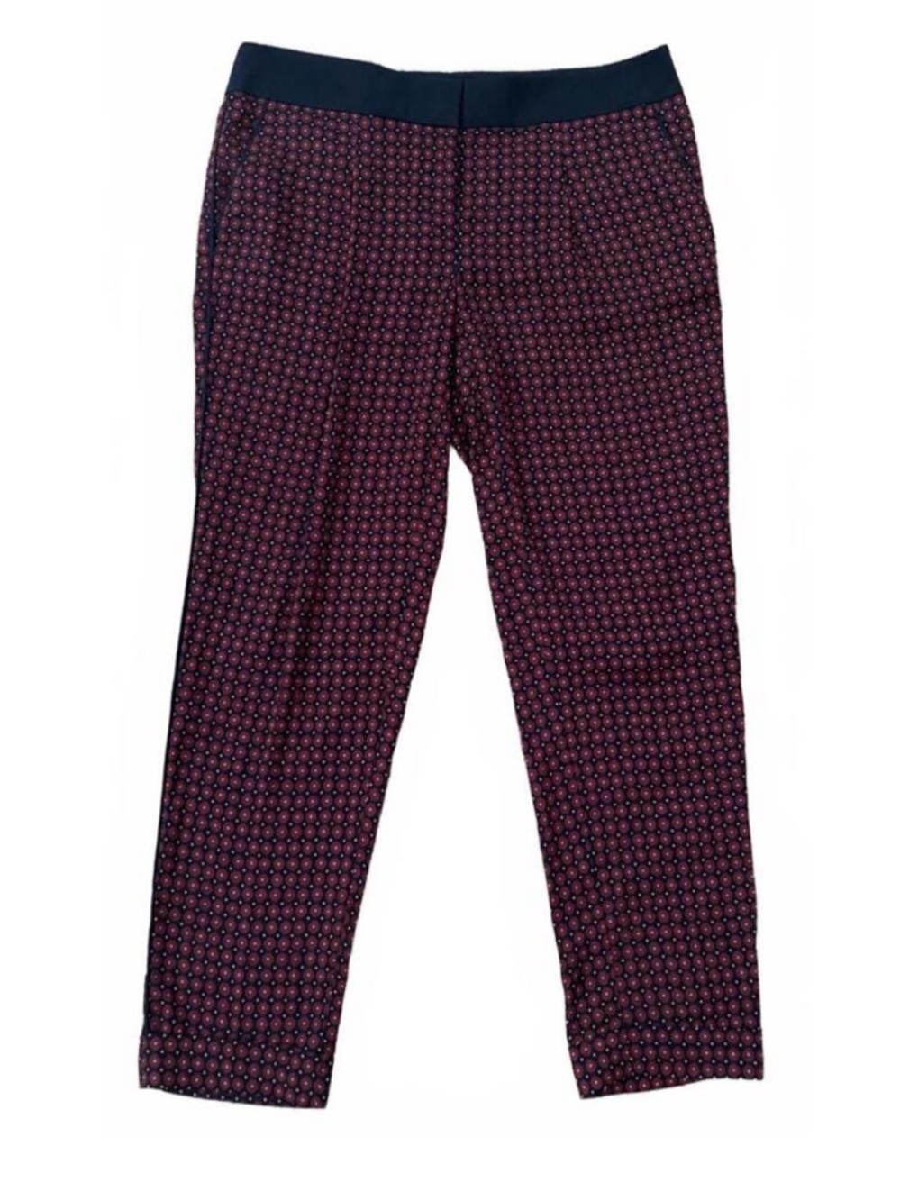Ann Taylor LOFT Medallion Printed Slim Ankle Pants in Burgundy Women’s Size 2